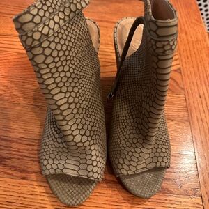 Joie Tan Heeled Boots with Peep-Toe Design